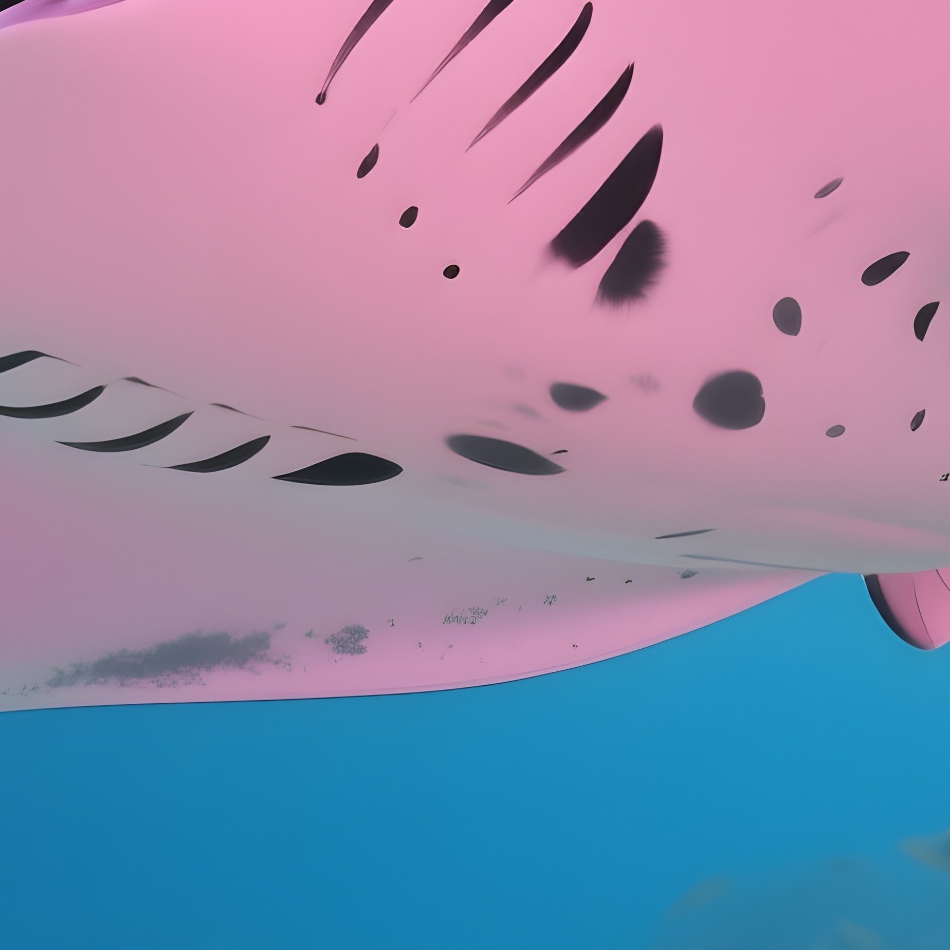 A Rare Pink Manta Ray Gliding Over Coral Reefs. - Full Resolution Quality Preview