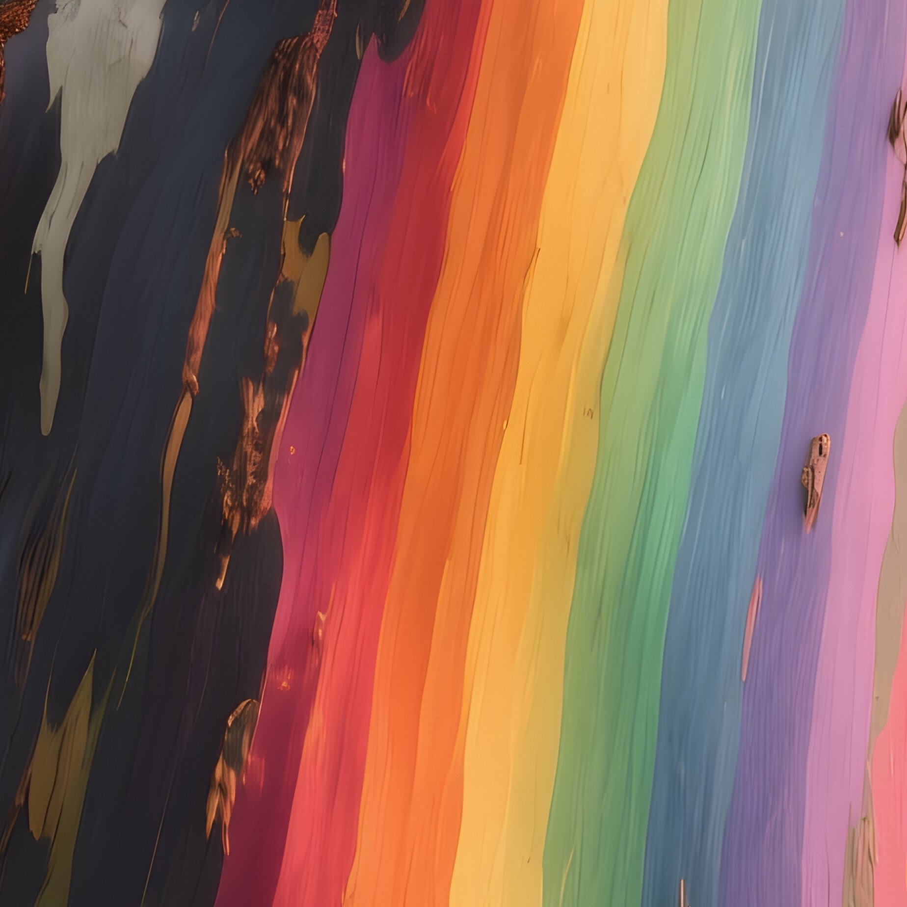 A Rare Rainbow Eucalyptus Tree Trunk In Vivid Streaks. - Full Resolution Quality Preview