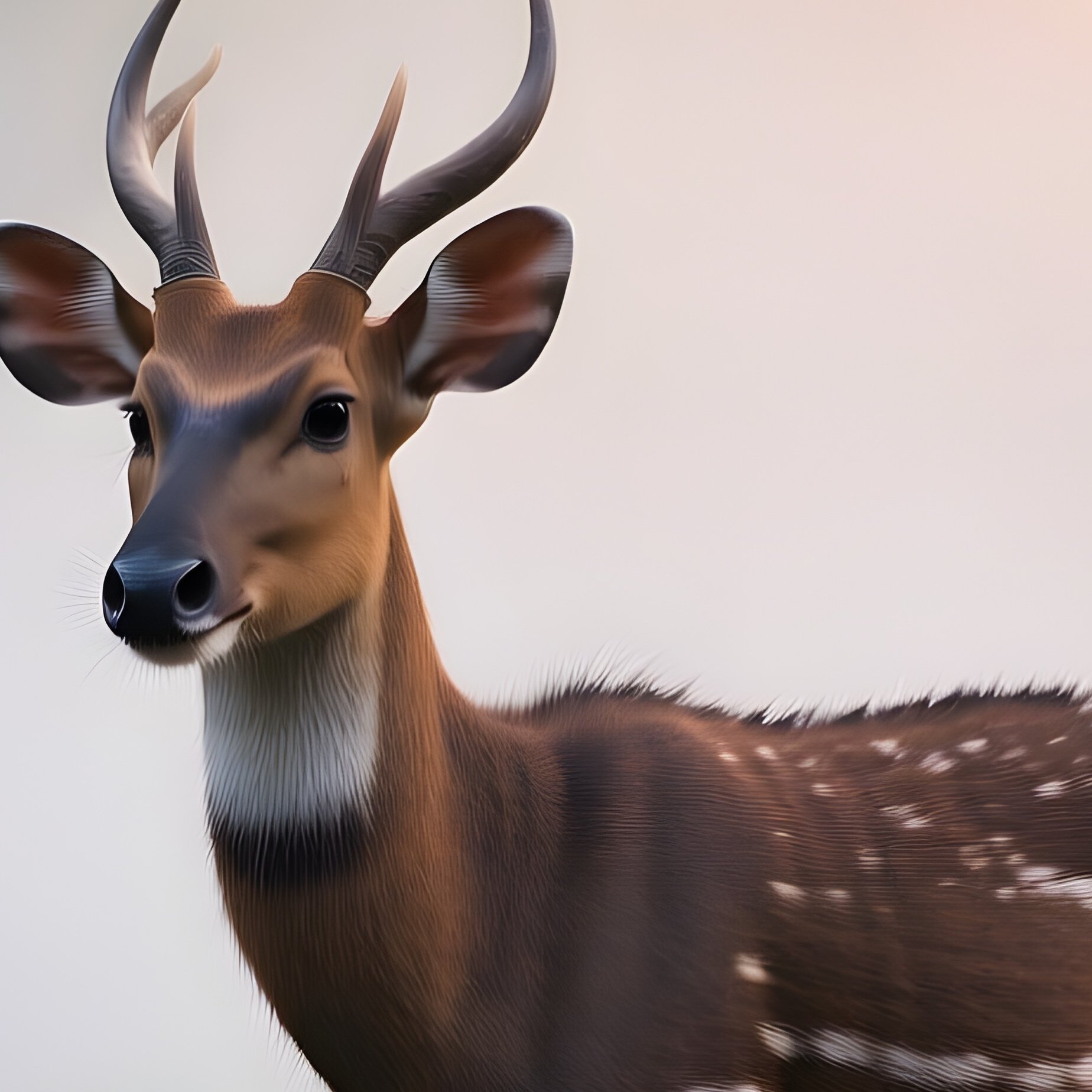 A Rare Saola Standing In A Misty Lao Forest At Dawn - Full Resolution Quality Preview