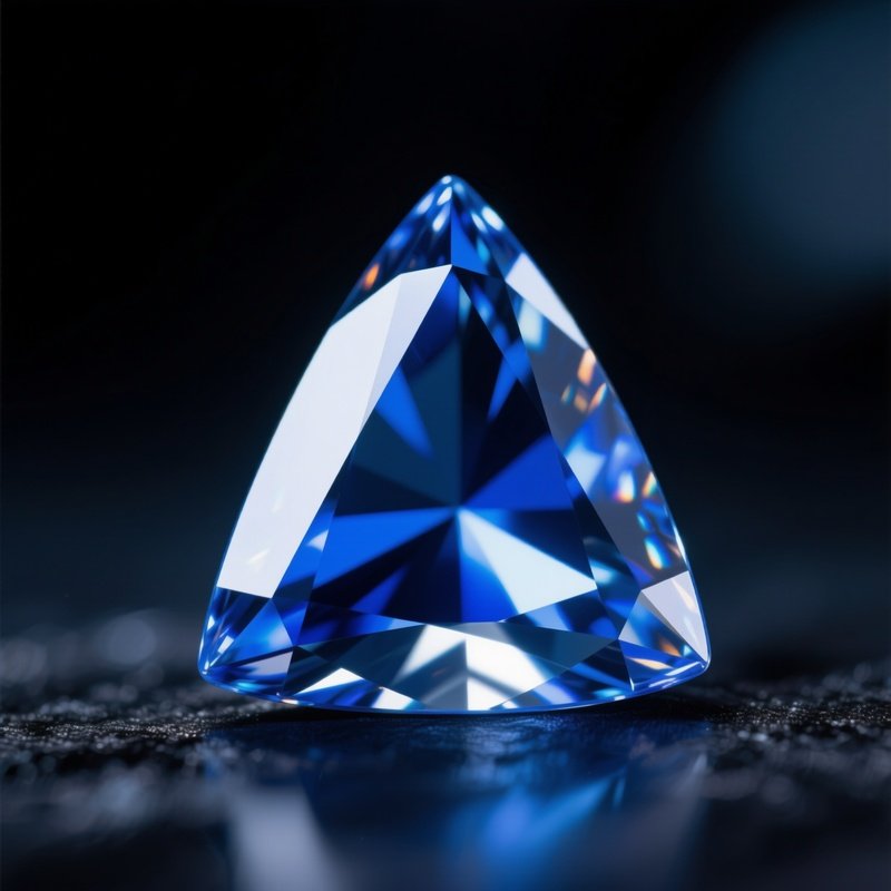 A Rare Small Triangular Benitoite Gem Showing High Dispersion Fire