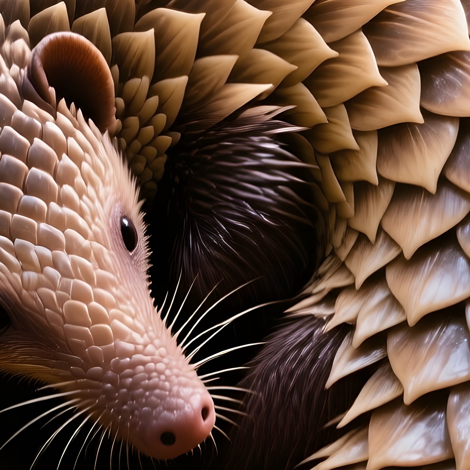A Rarely Seen Pangolin Curling Into A Tight Ball - Full Resolution Quality Preview