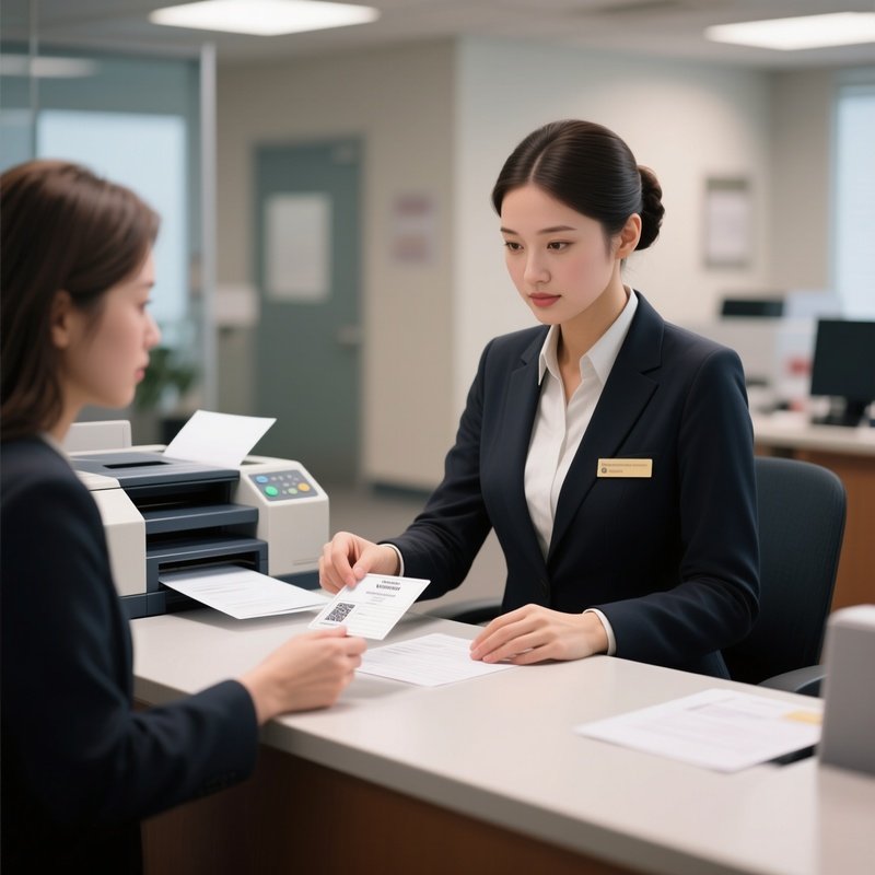 A Receptionist Printing Out Visitor Passes