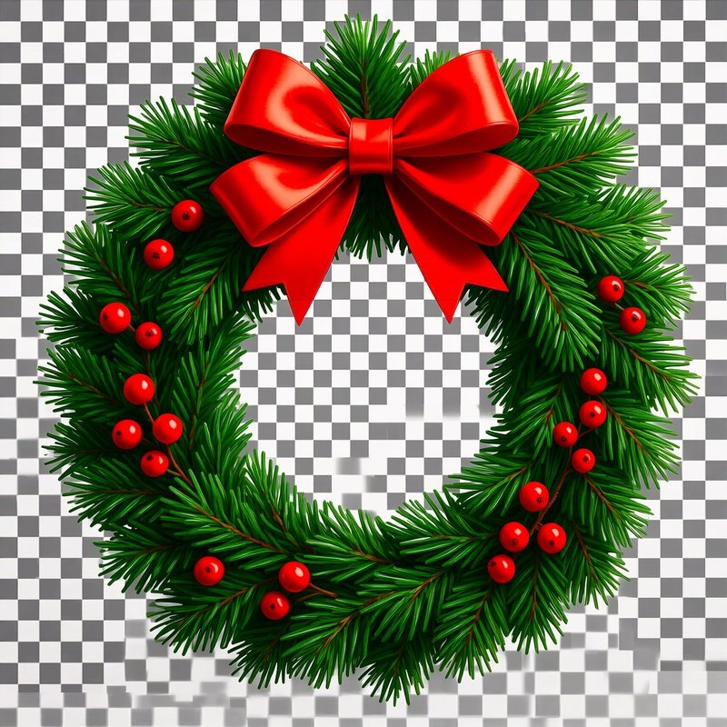 A Red Bow On A Wreath Of Pine Branches Christmas Holiday