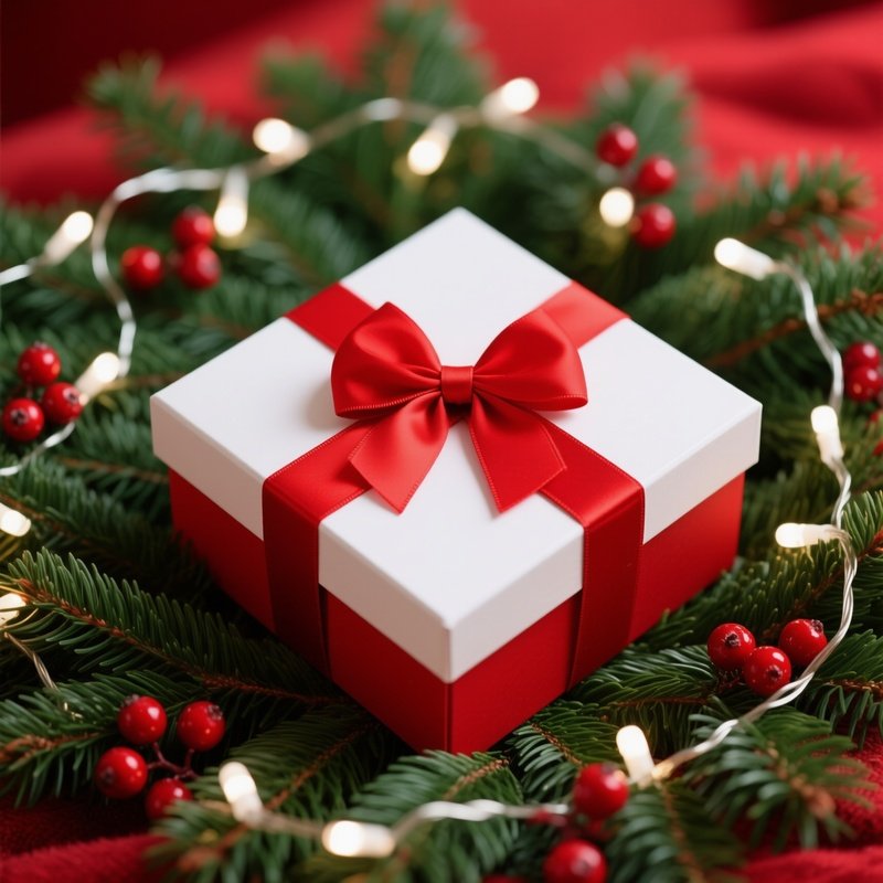 A Red Cross Shaped Gift Box Christmas Gift Box