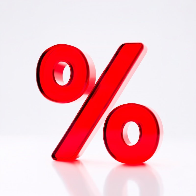 A Red Percentage Symbol Floating In A Clean White Studio Background Abstract
