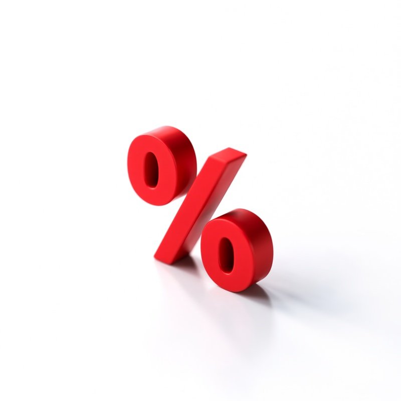 A Red Percentage Symbol Floating In A Clean White Studio Background Statistical