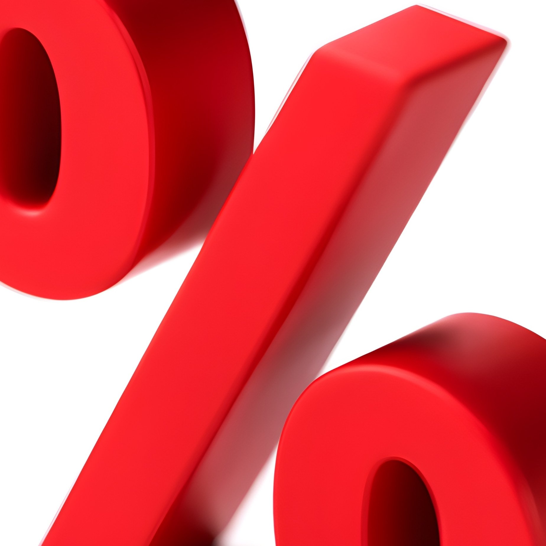 A Red Percentage Symbol Floating In A Clean White Studio Background Statistical - Full Resolution Quality Preview