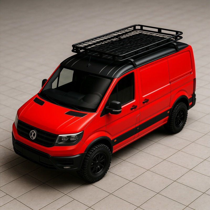 A Red Van With A Black Roof Van Red Vehicle