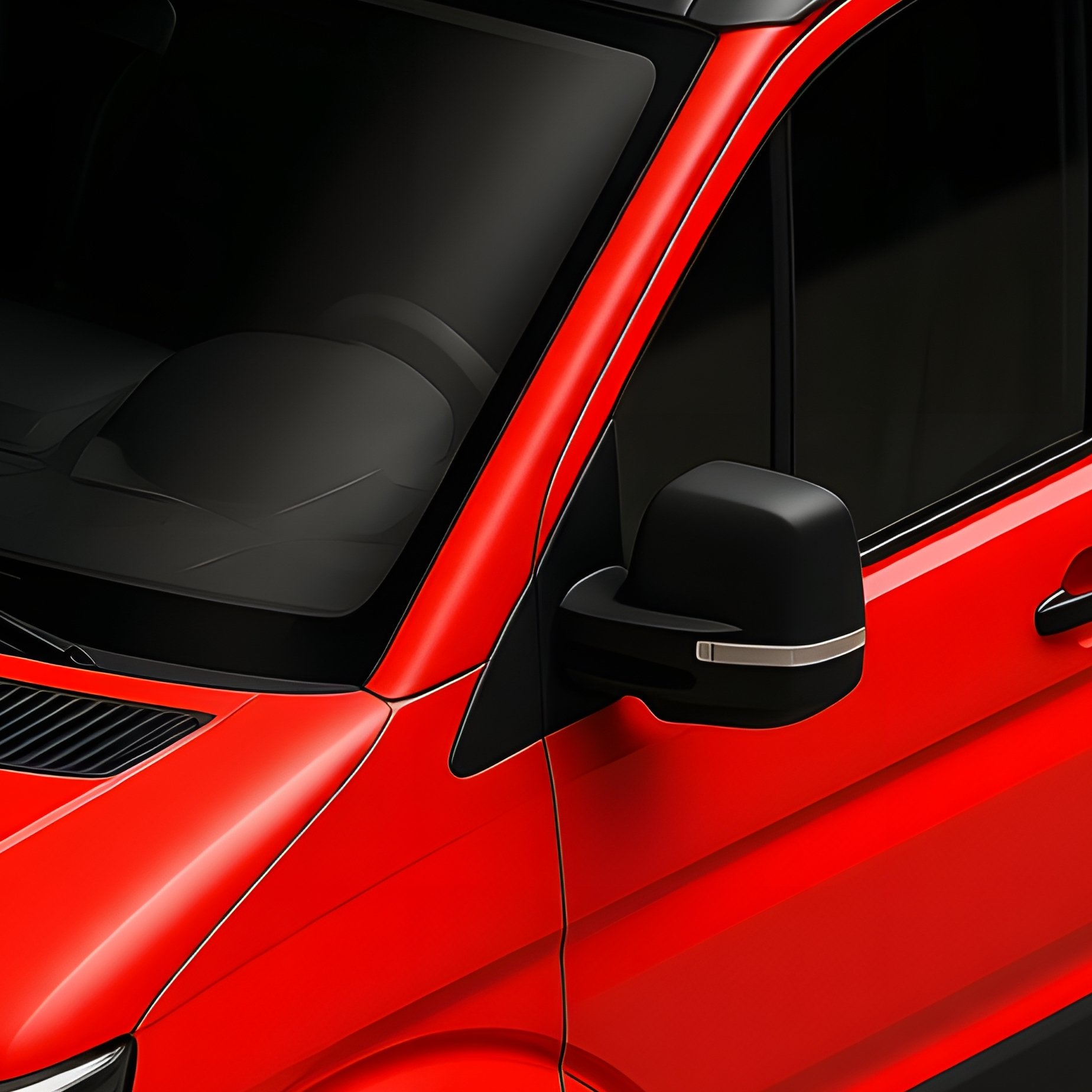 A Red Van With A Black Roof Van Red Vehicle - Full Resolution Quality Preview