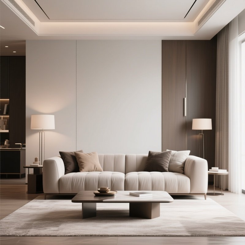 A Refined Living Room With A Statement Sofa And Minimalist Styling