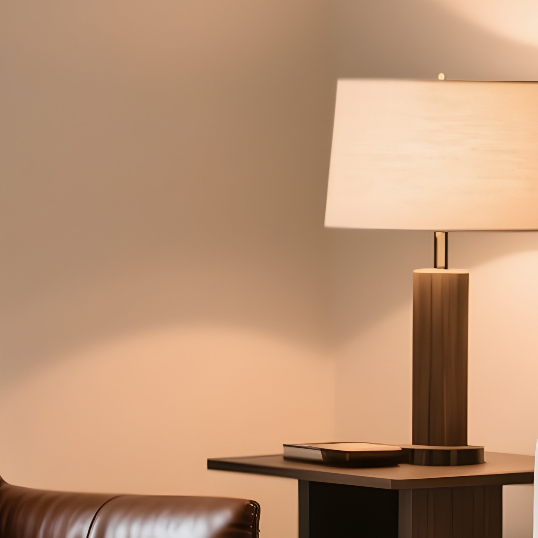 A Refined Lounge Featuring A Leather Chair And Stone Table - Full Resolution Quality Preview