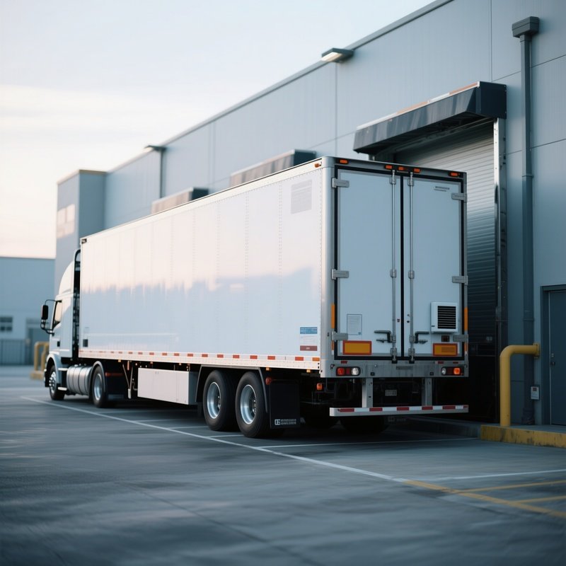 A Refrigerated Articulated Truck Parked Beside A Cold Storage Facility