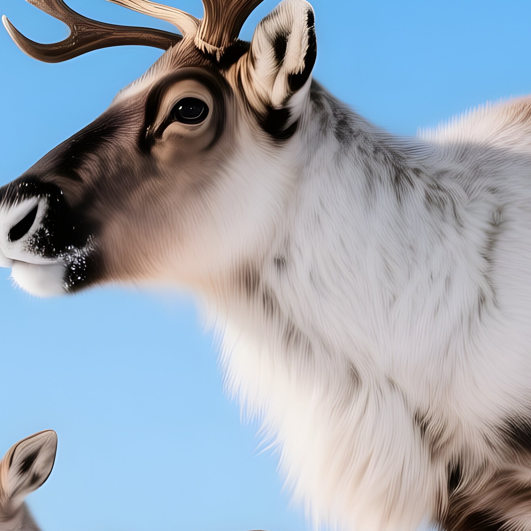 A Reindeer And Its Calf In A Snowy Landscape Reindeer Wildlife - Full Resolution Quality Preview
