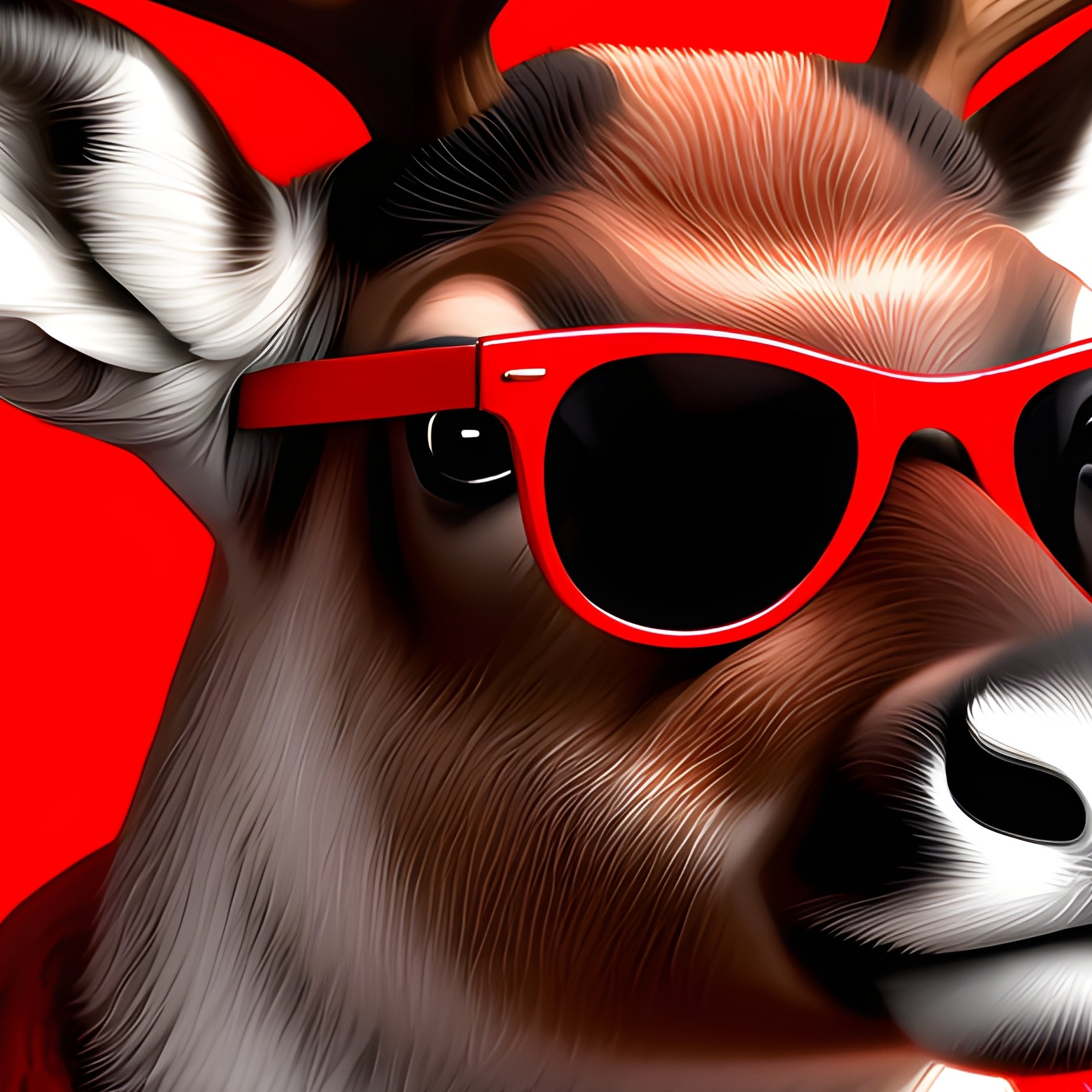 A Reindeer Wearing Sunglasses And A Sweater Reindeer Fashion - Full Resolution Quality Preview