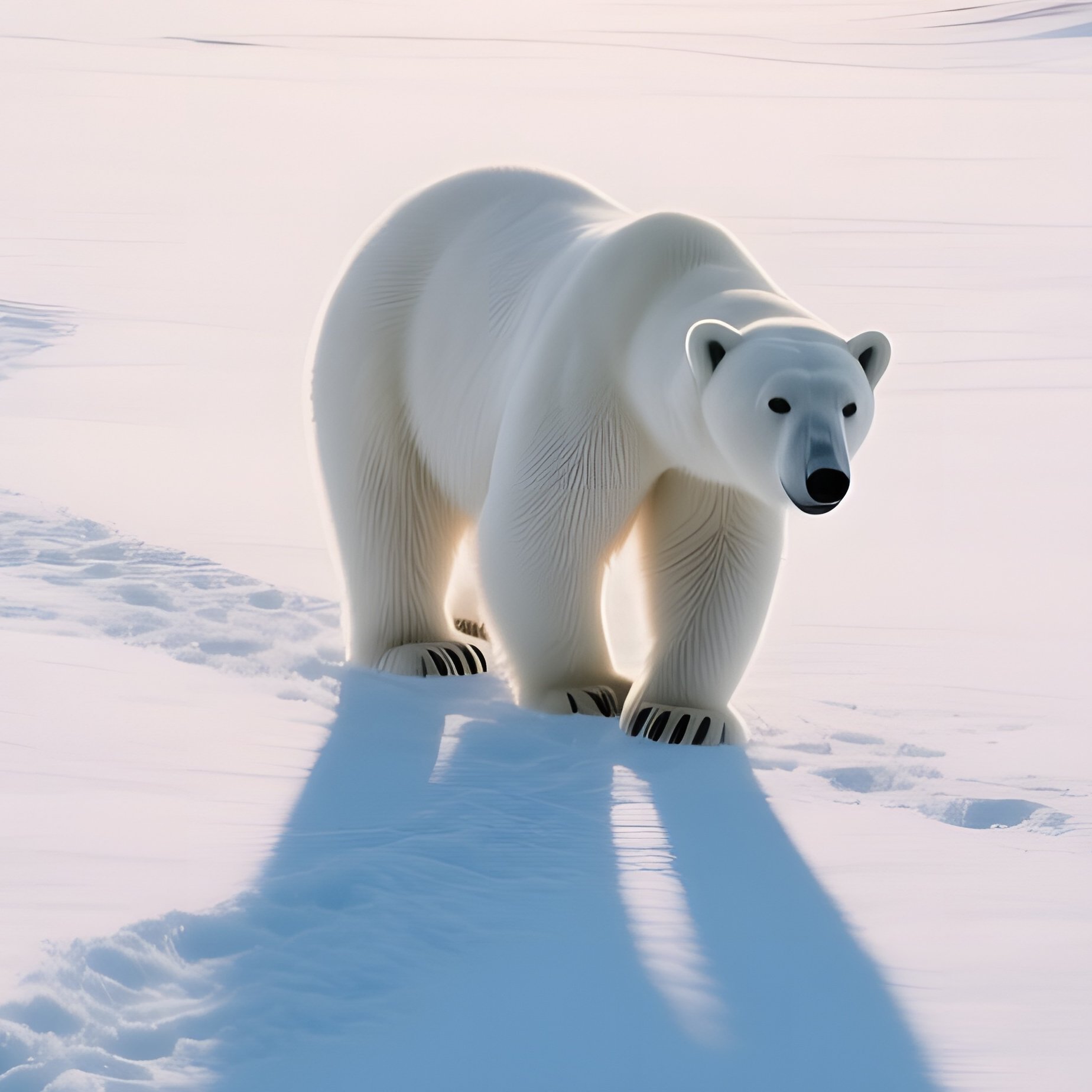 A Remote Arctic Tundra At Sunrise In Deep Winter, Endless White Expanse, Low Sun Casting Long Blue - Full Resolution Quality Preview