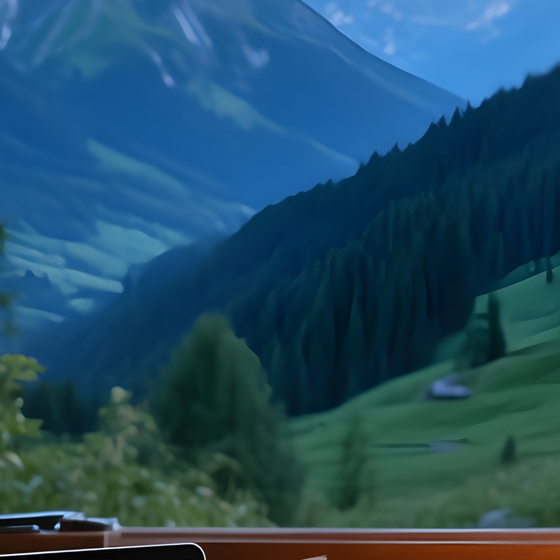 A Remote Freelancer Workspace In A Mountain Cabin - Full Resolution Quality Preview