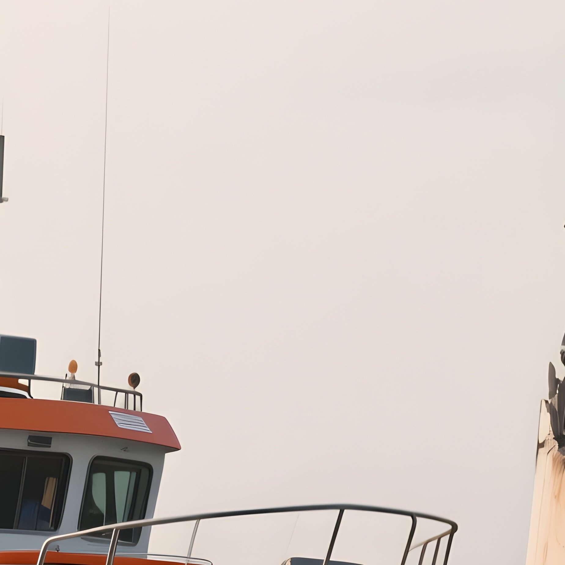 A Rescue Boat Drifting Near A Damaged Navigational Marker - Full Resolution Quality Preview