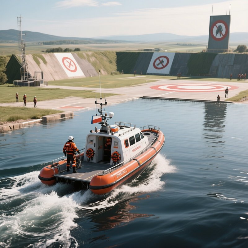 A Rescue Craft Moving Toward A Marked Training Zone