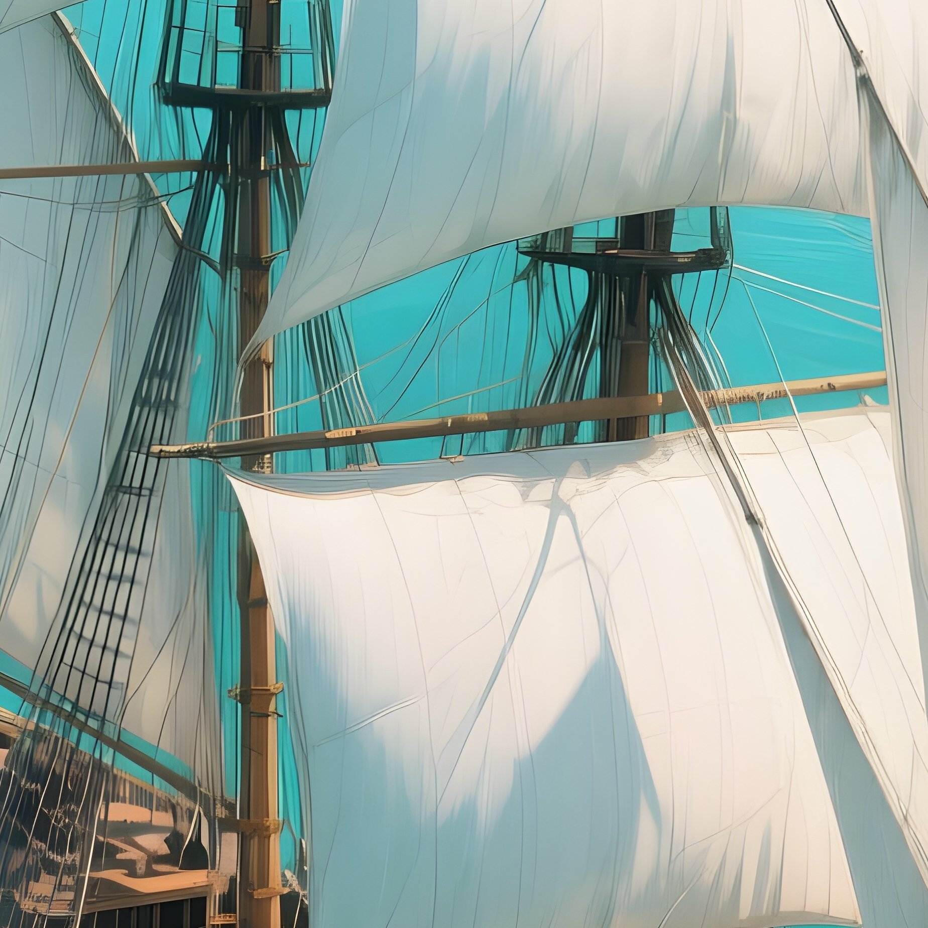 A Research Schooner Drifting Over Deep Turquoise Water - Full Resolution Quality Preview