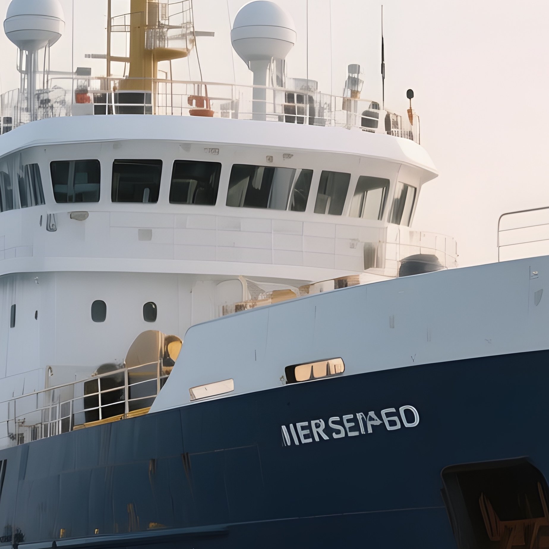 A Research Vessel Passing Ice Floes Under A Pale Sky - Full Resolution Quality Preview