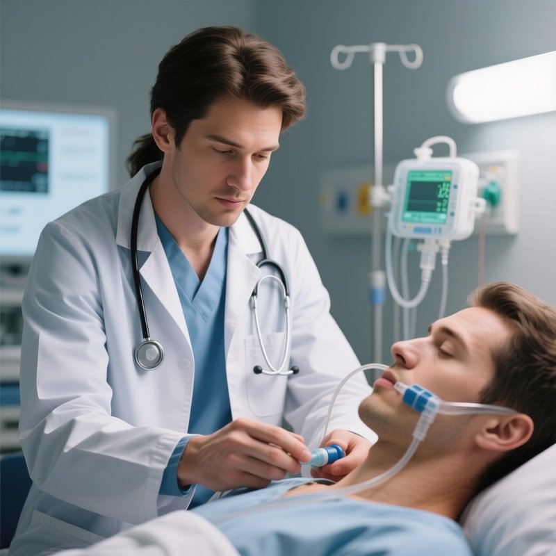 A Respiratory Therapist Checking Oxygen Saturation Levels
