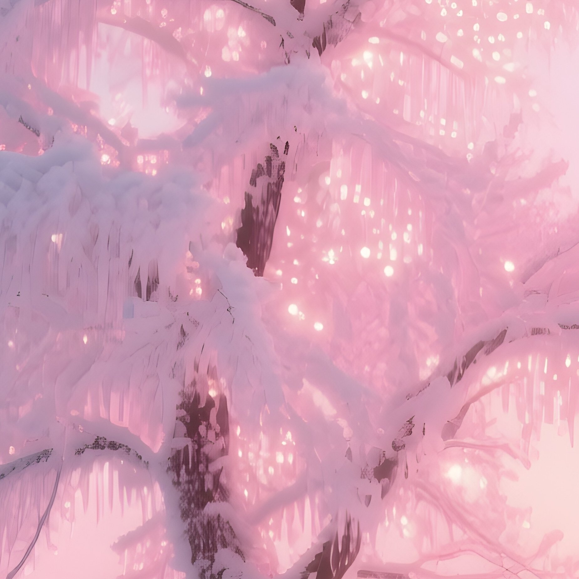 A Rime Ice Covered Tree Sparkling Under Pink Sunrise. - Full Resolution Quality Preview