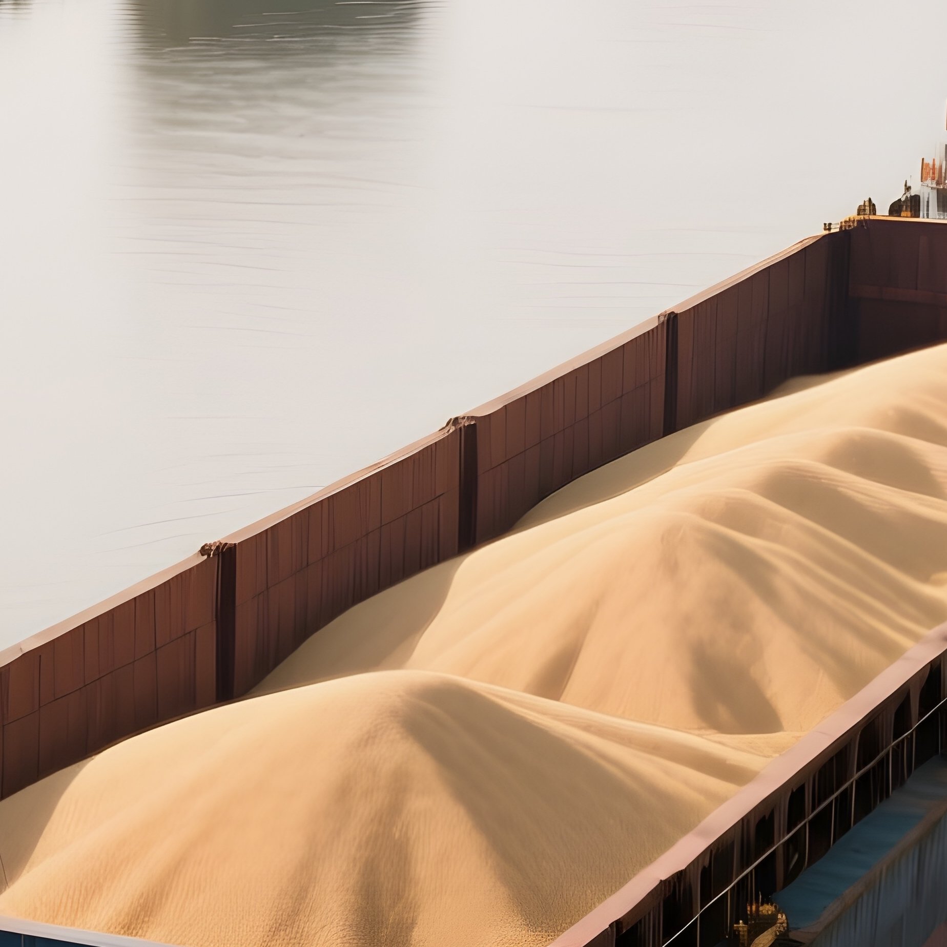 A River Cargo Ship Transporting Grain Along Inland Waterways - Full Resolution Quality Preview