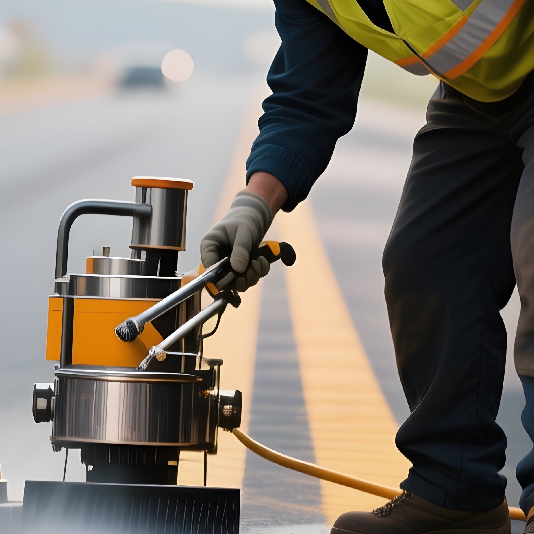 A Road Marking Truck Painting Fresh Lane Lines On Asphalt - Full Resolution Quality Preview
