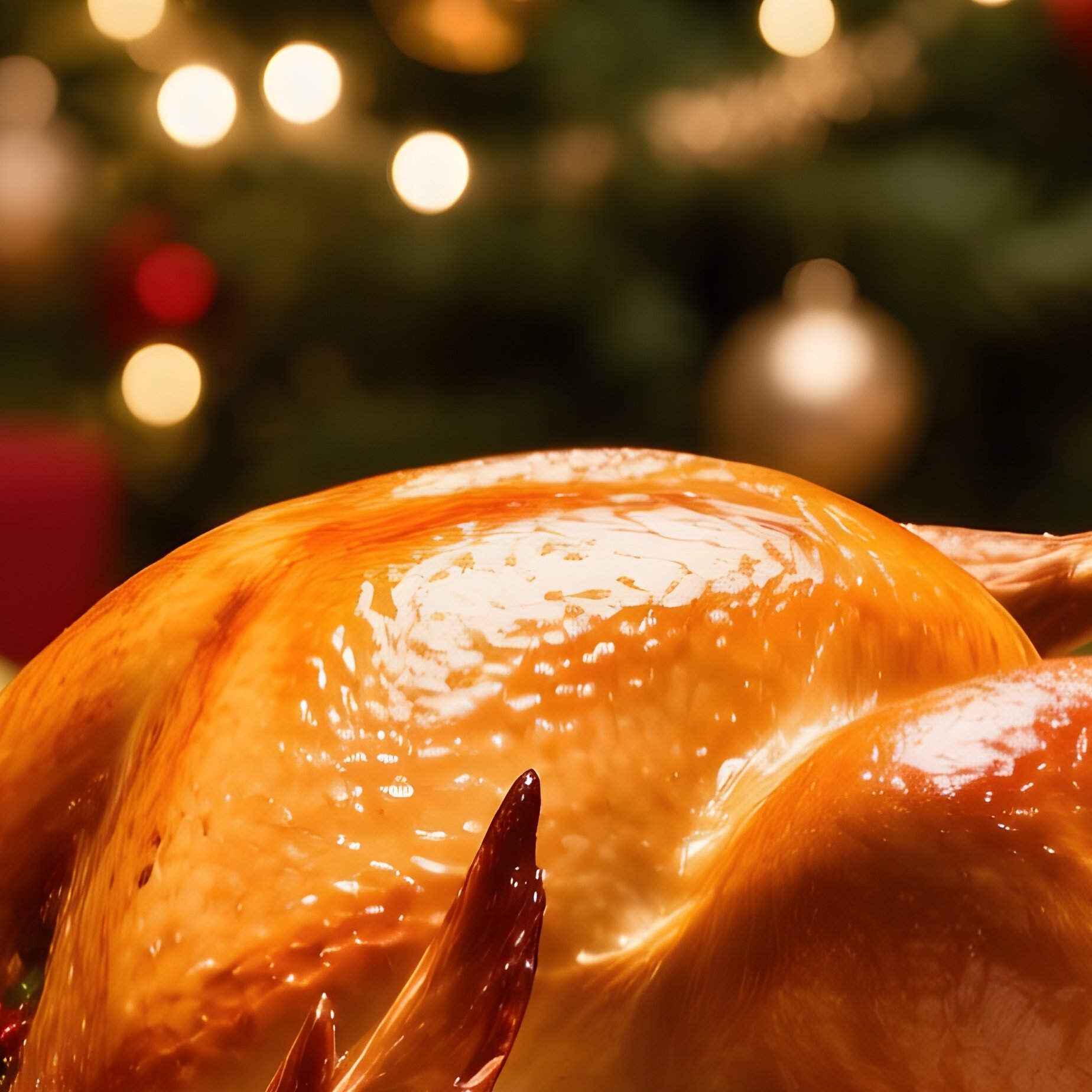 A Roasted Turkey On A Festive Dining Table Christmas Holiday Meal - Full Resolution Quality Preview