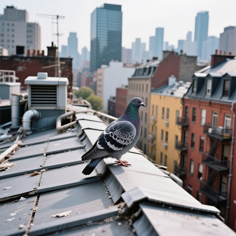 A Rock Dove On A Urban Rooftop