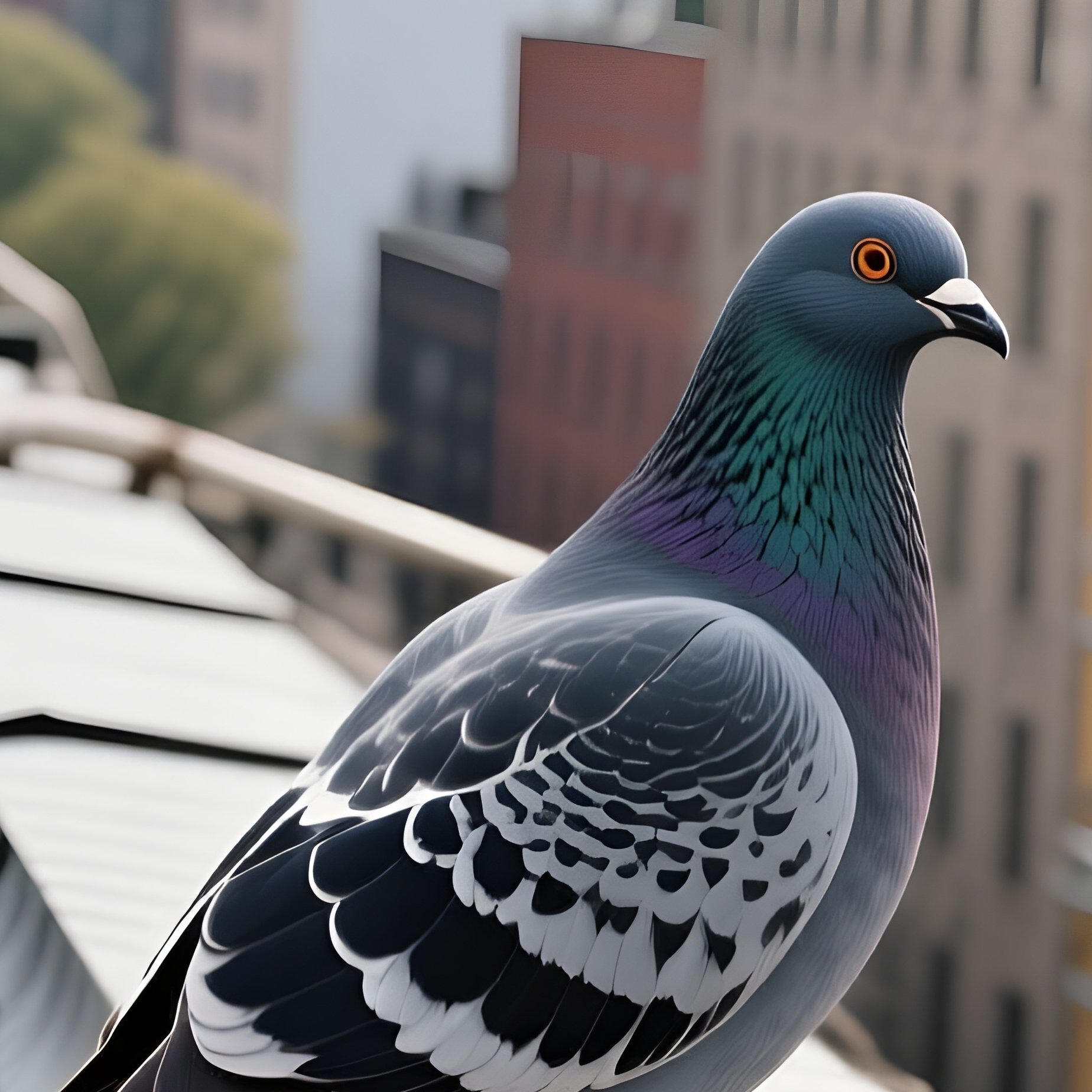 A Rock Dove On A Urban Rooftop - Full Resolution Quality Preview