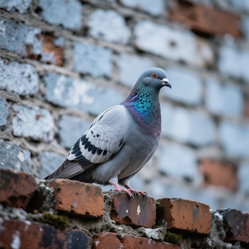 A Rock Dove Perched On A Brick Wall