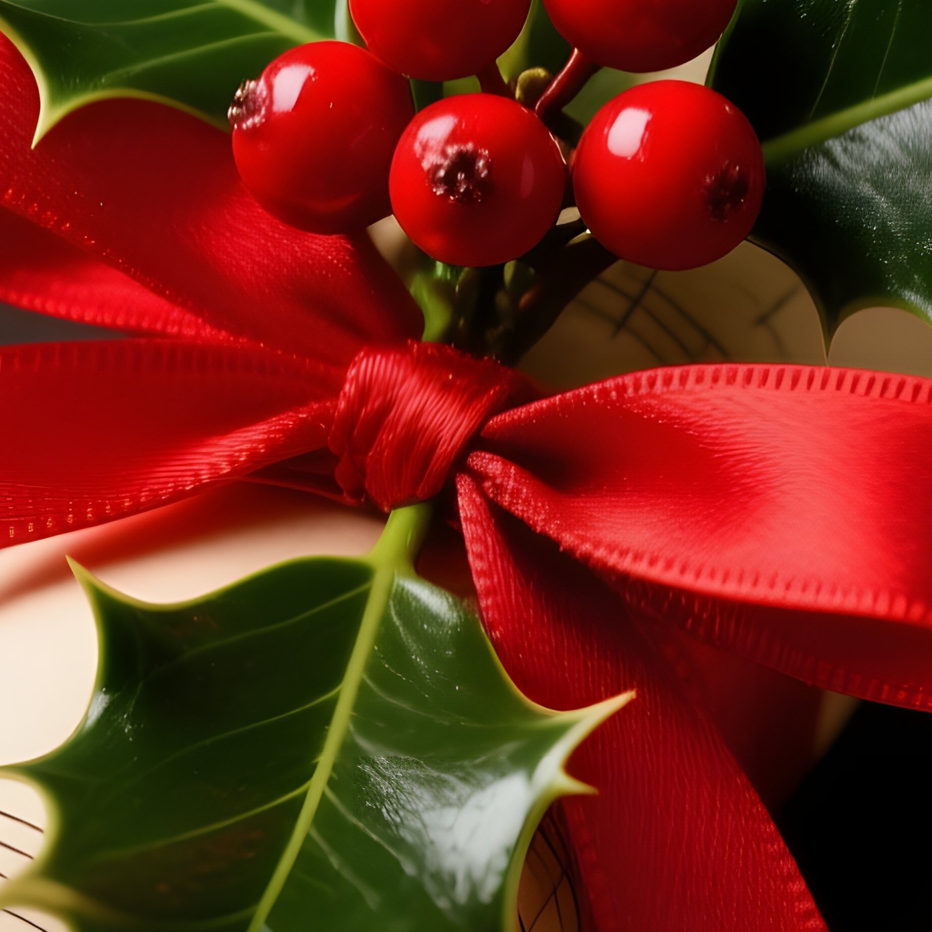 A Rolled Sheet Of Music Decorated With Holly And Berries Holiday - Full Resolution Quality Preview