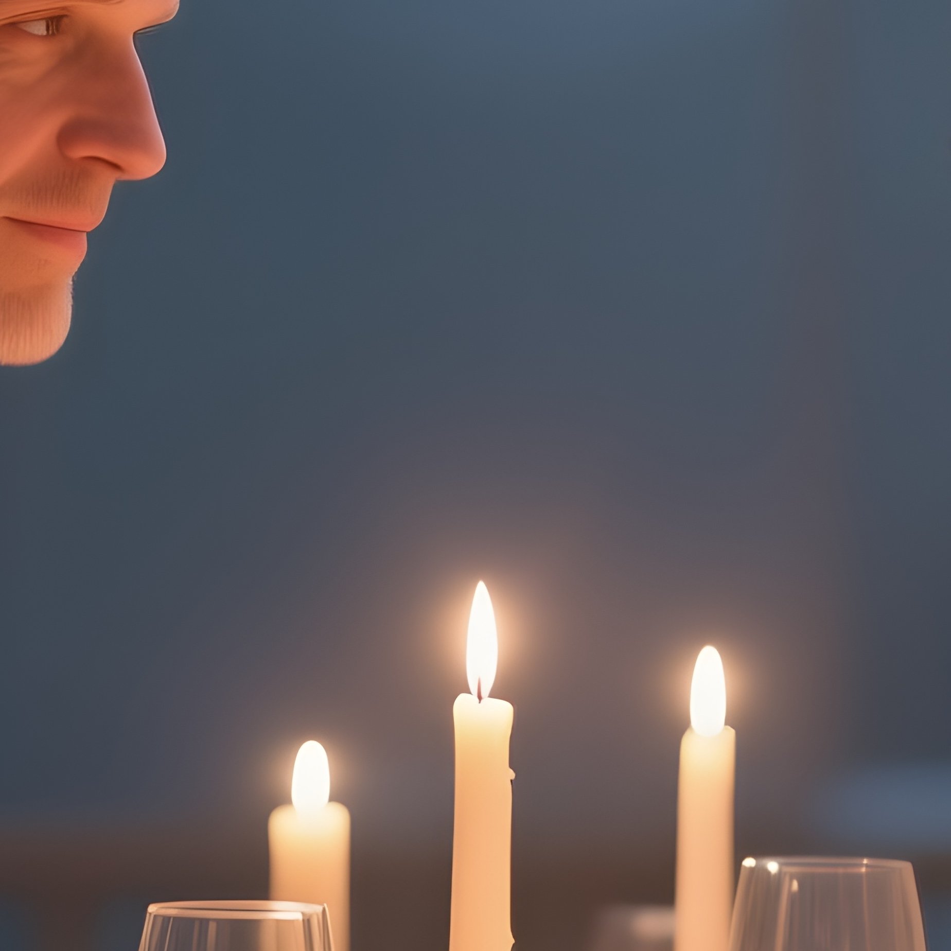 A Romantic Candlelight Dinner For A White Couple. - Full Resolution Quality Preview