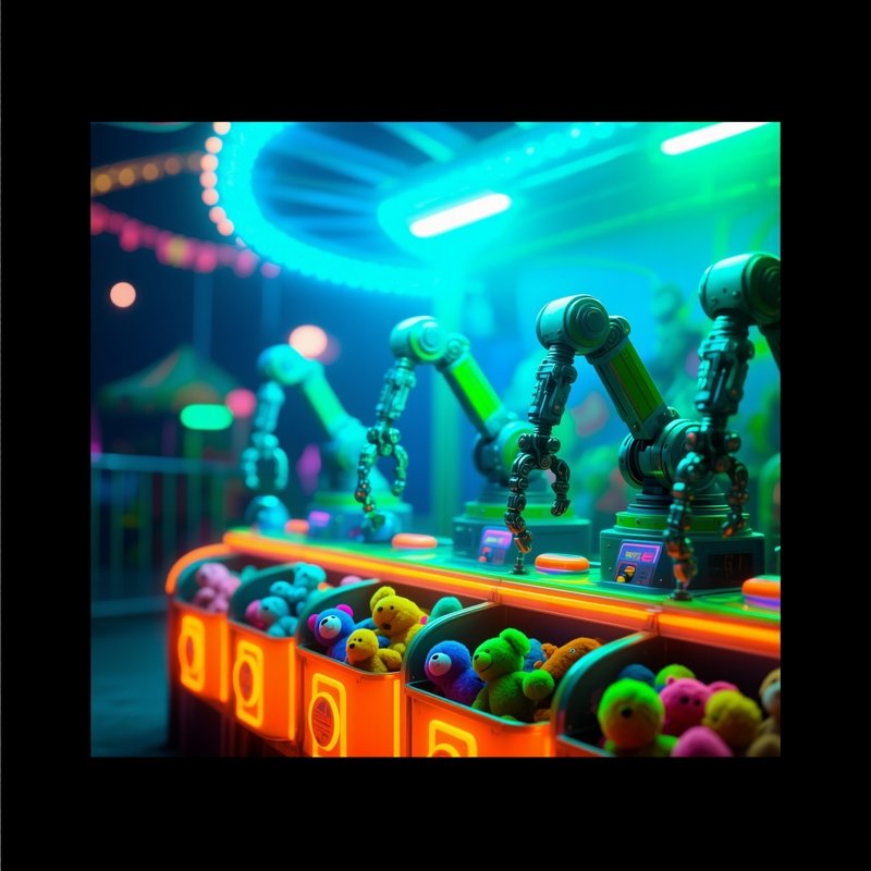 A Row Of Carnival Games With Stuffed Animal Prizes