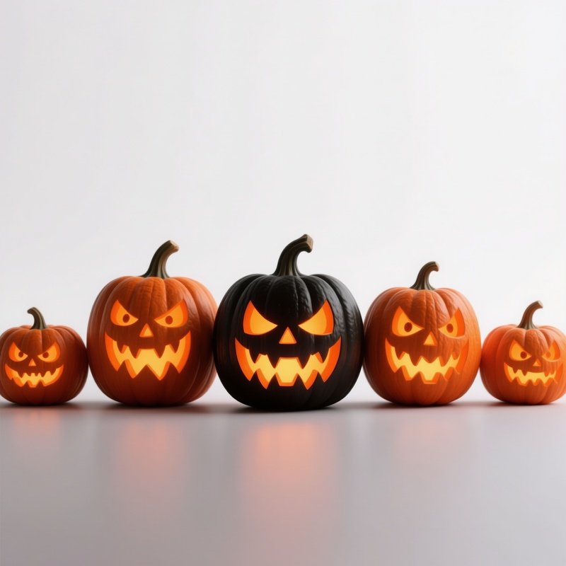 A Row Of Carved Pumpkins Halloween Pumpkin