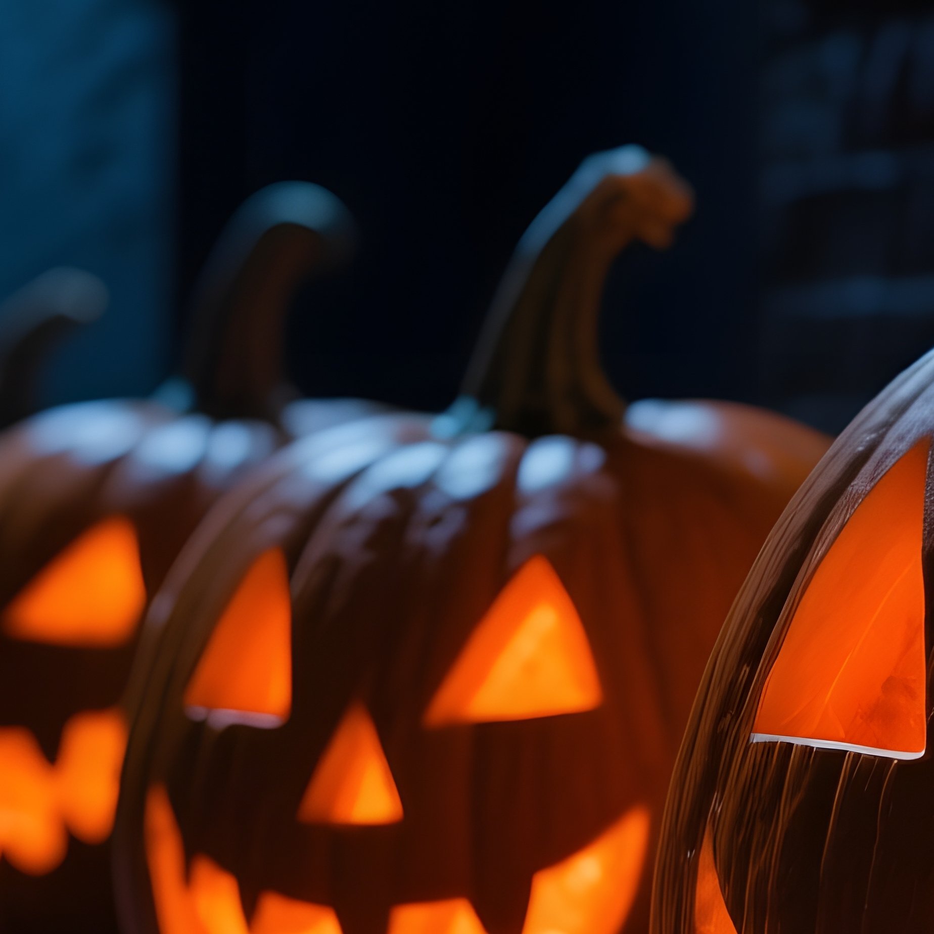 A Row Of Carved Pumpkins Halloween Pumpkins - Full Resolution Quality Preview
