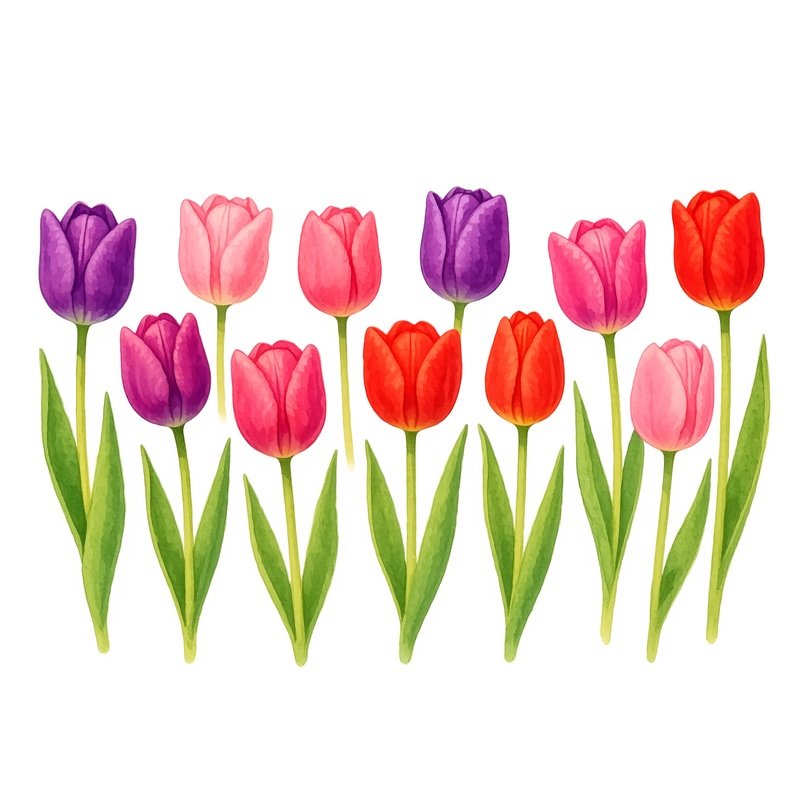 A Row Of Colorful Tulips Tulips Flowers