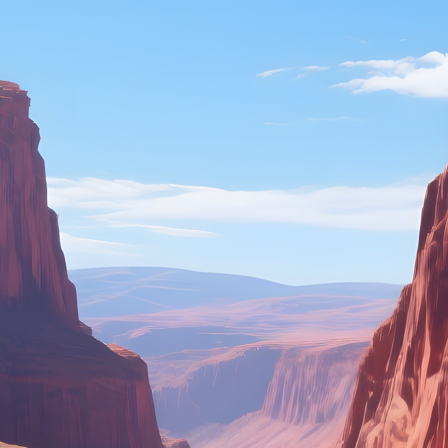 A Rugged Canyon At Midday In Midsummer, Red Rock Walls Glowing, Sparse Desert Vegetation, Clear - Full Resolution Quality Preview