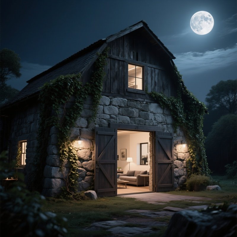 A Rugged Stone Barn Converted Into A Loft Apartment, Its Thick Limestone Walls Adorned With