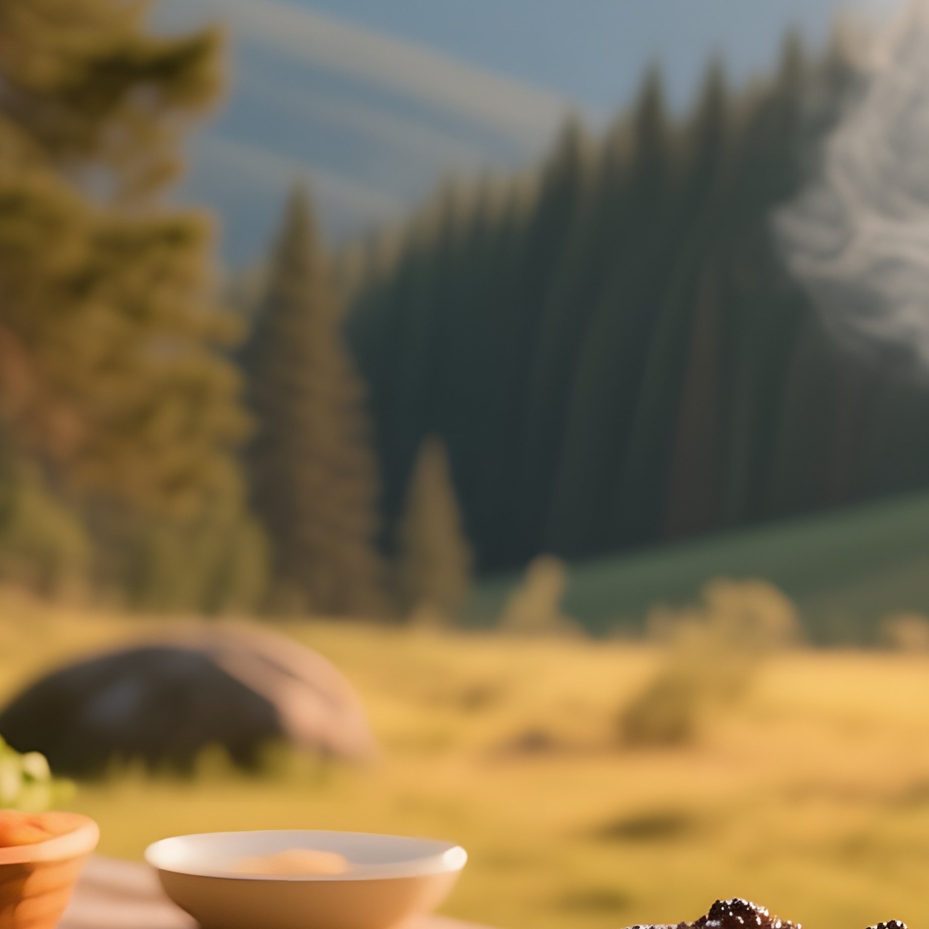 A Rustic Wooden Picnic Table Laden With A Platter Of Glossy, Caramelized Pork Ribs Glistening Under - Full Resolution Quality Preview