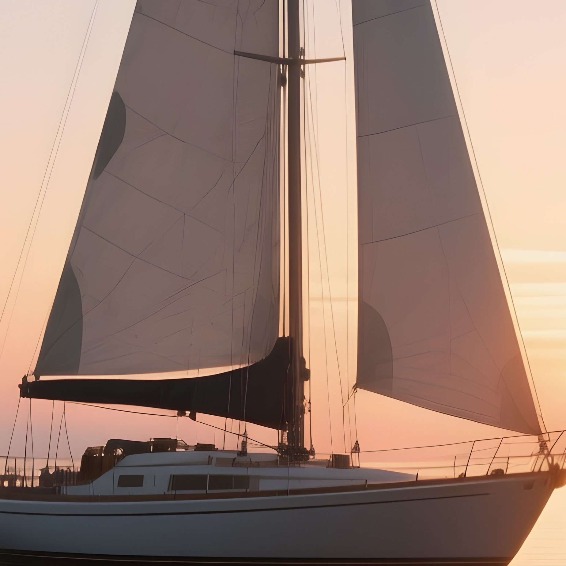 A Sailboat Casting Long Shadows On Calm Water At Sunset - Full Resolution Quality Preview