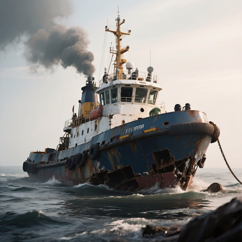 A Salvage Tug Towing A Disabled Vessel Toward Safety