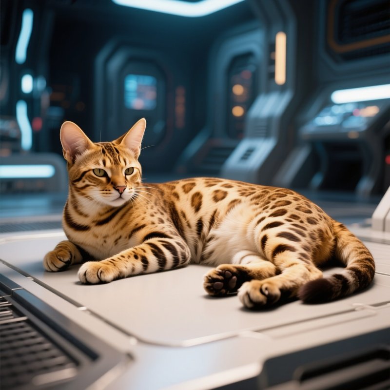 A Savannah Cat In A Loaf Position Science Fiction