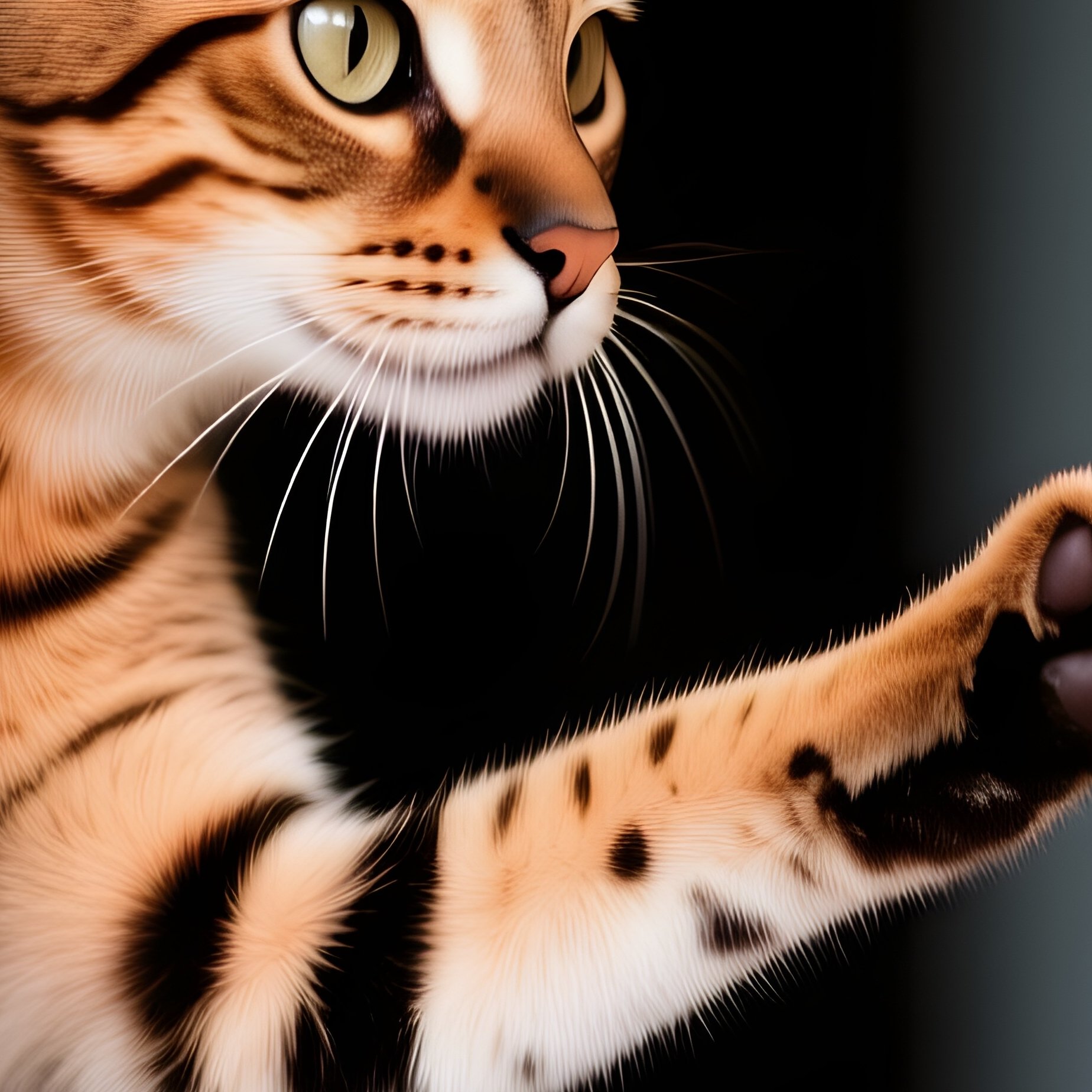 A Savannah Cat Paw Reaching Out From Under A Door - Full Resolution Quality Preview