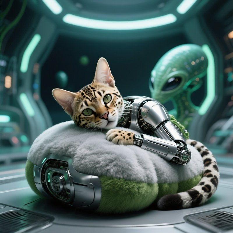 A Savannah Head Resting On A Stuffed Animal Science Fiction