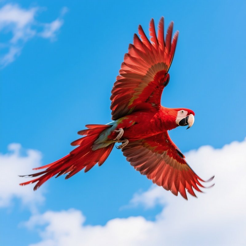 A Scarlet Macaw In Flight