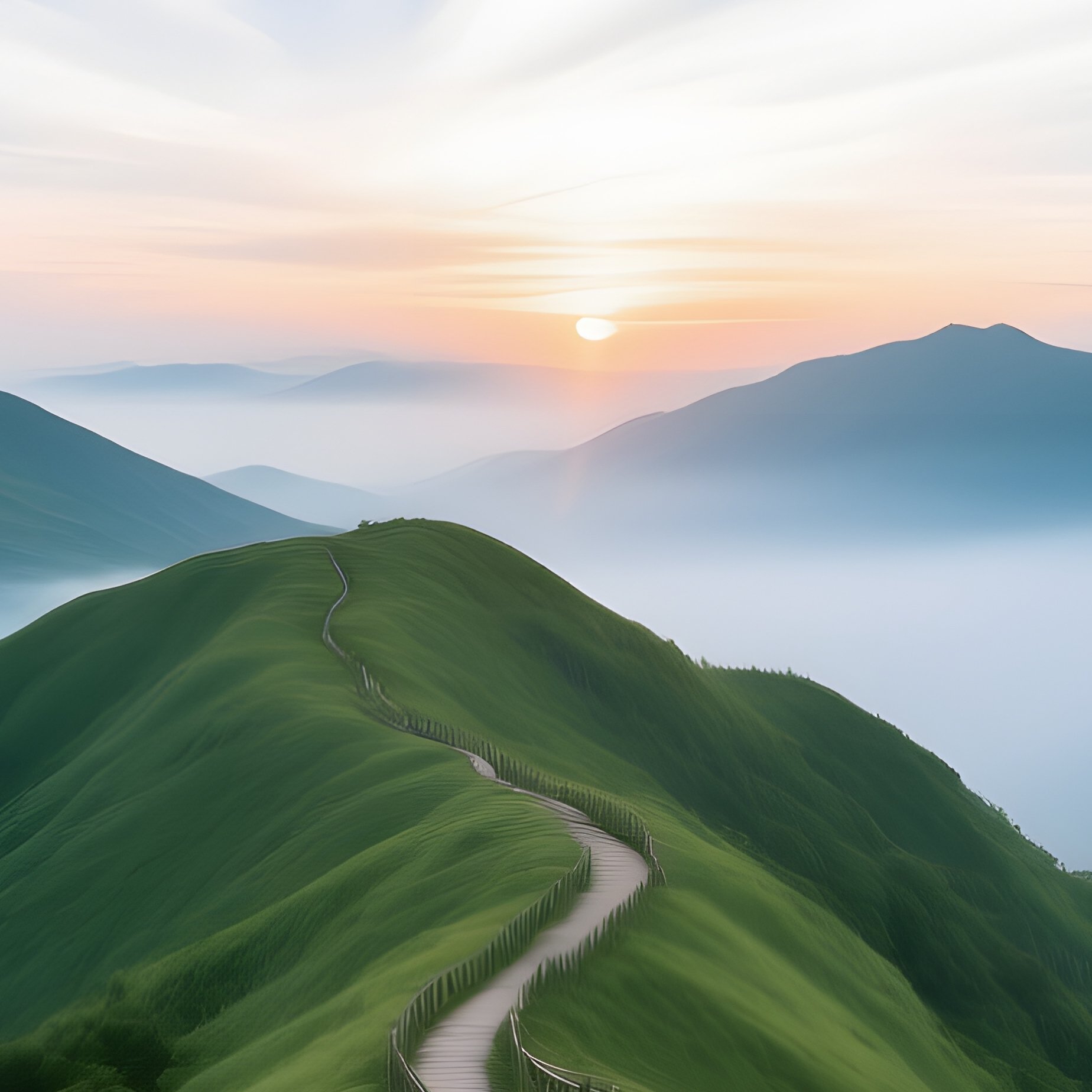 A Scenic Pathway Leading Through A Mountainous Landscape - Full Resolution Quality Preview