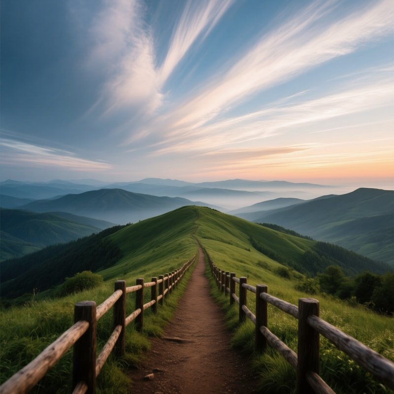 A Scenic Pathway Leading Through A Mountainous Landscape