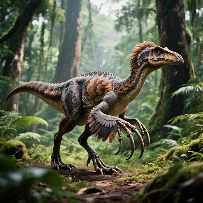 A Scenic View Of A Prehistoric Dinosaurier Deinonychus